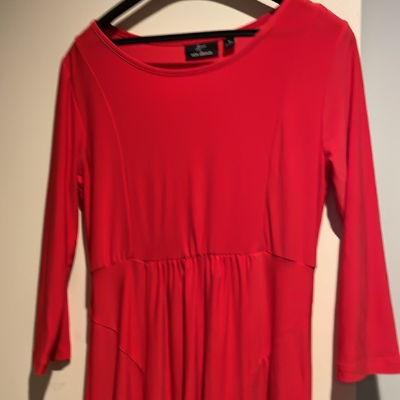 Tangerine red long sleeve dress - Picture 2 of 4